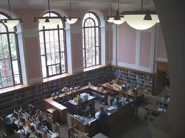 Interior of library kept close to original design